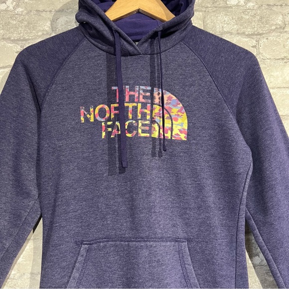 The North Face Women's Small Purple Hoodie with Animal Print Logo Sweatshirt - Picture 2 of 10